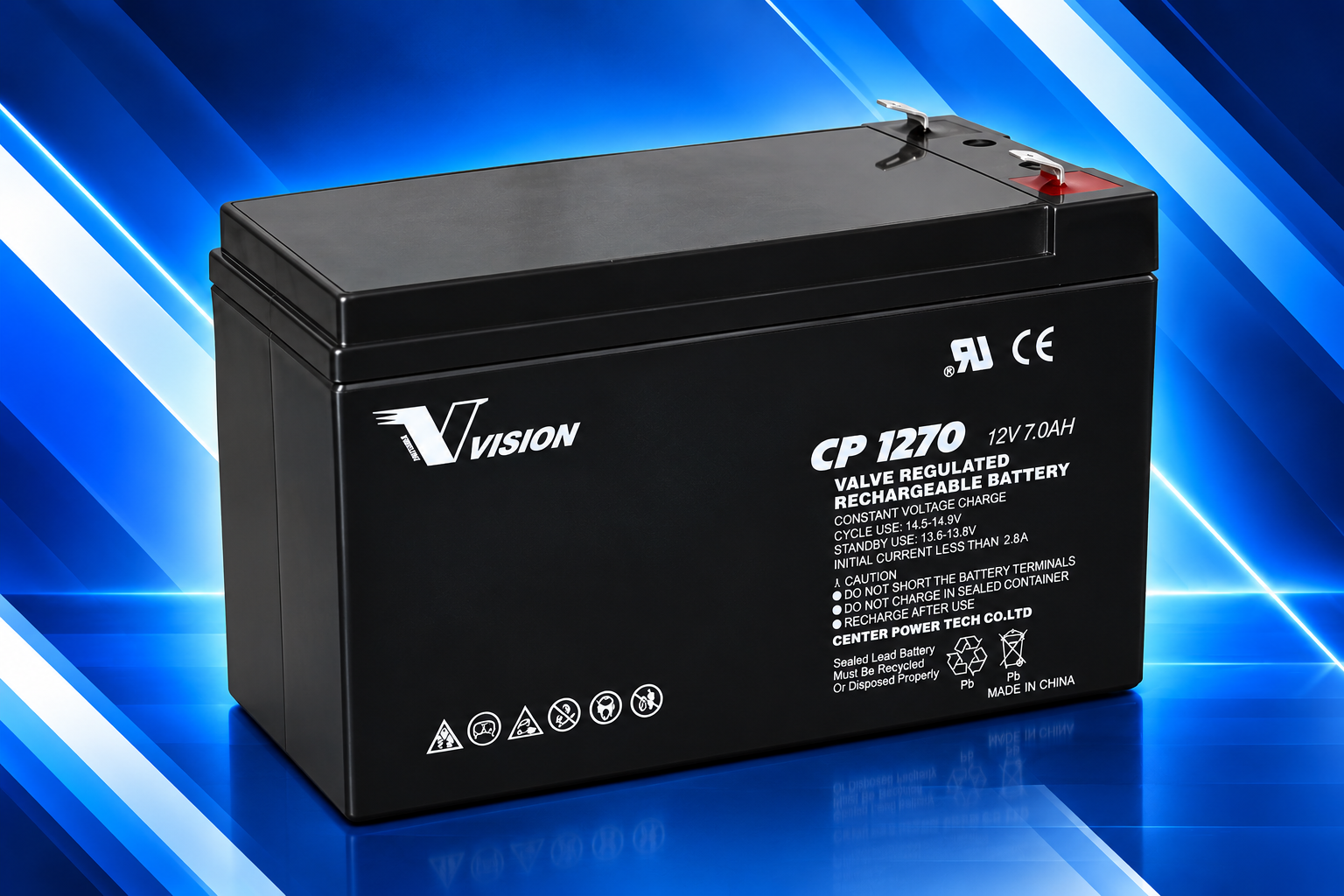 Batería Vision en estudio azul tecnológico